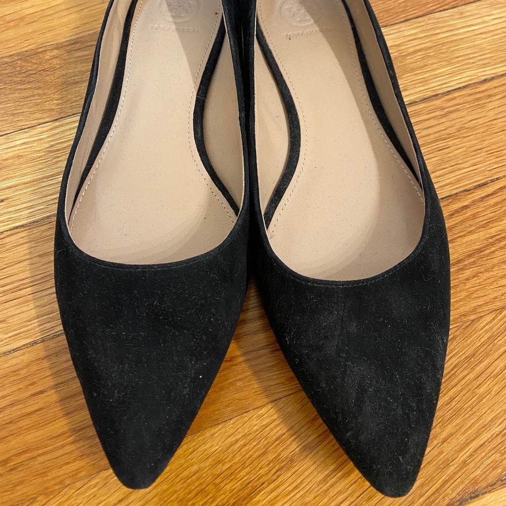 Kate Spade Point Toe Suede Flat Black - 9